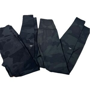 Alo Yoga Leggings Womens Small High Waist  Vapor Gray Camo/Green Camo 2 PAIRS